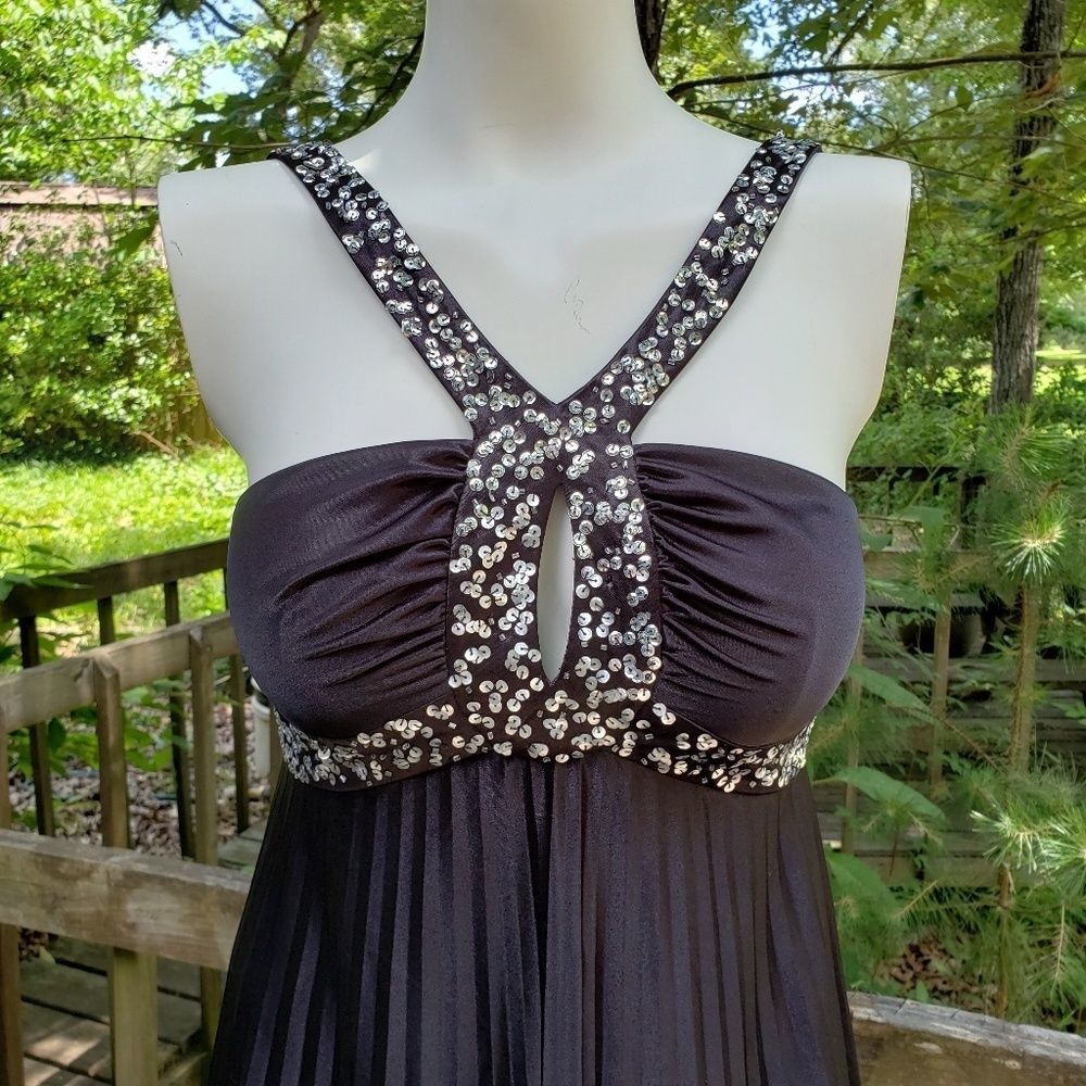 Morgan & Co Black w/silver sequins prom dress Medium